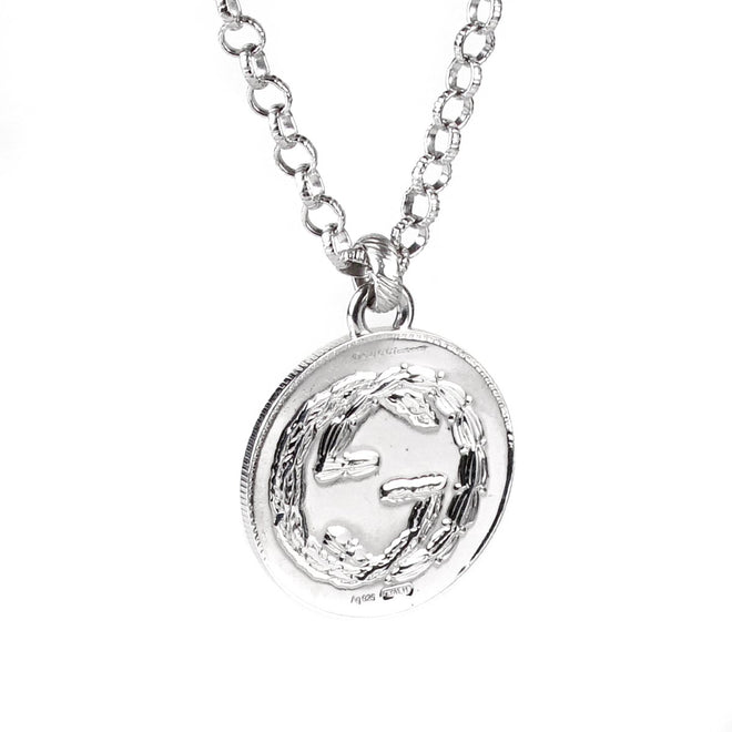 Gucci Double G Bee Large Coin Silver Necklace 0000776