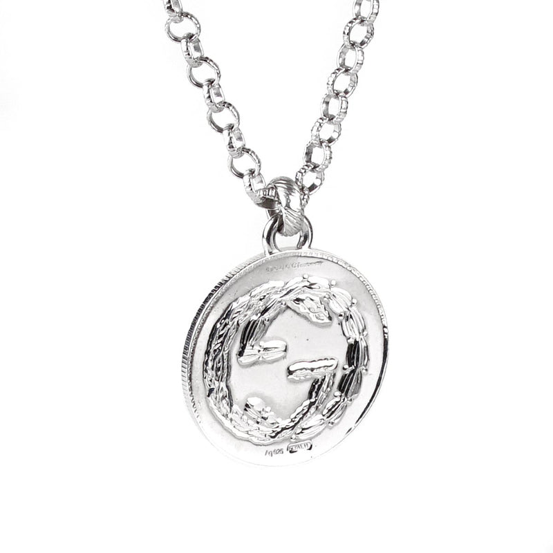 Gucci Double G Bee Large Coin Silver Necklace 0000776