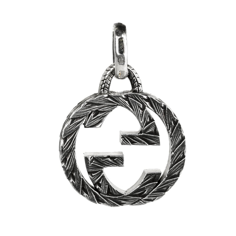 Gucci Double G Engraved Silver Charm Pendant 0000702