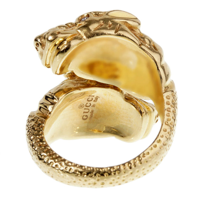Gucci Double Tiger Diamond Yellow Gold Ring 0002818