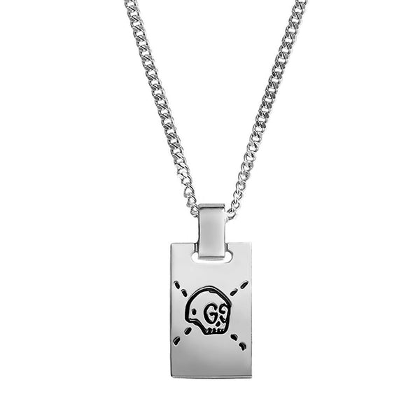 Gucci Ghost Tag Pendant Silver Necklace 0000839