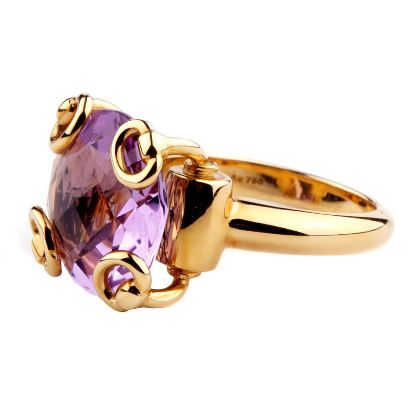 Gucci Horsebit Amethyst Gold Ring 0000659
