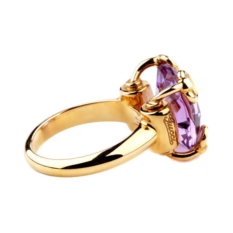 Gucci Horsebit Amethyst Gold Ring 0000659