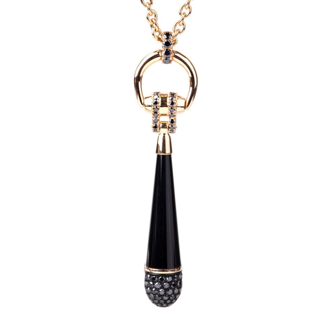 Gucci Horsebit Black Diamond Rose Gold Necklace 0000662