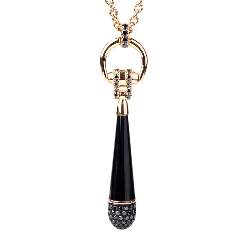 Gucci Horsebit Black Diamond Rose Gold Necklace 0000662