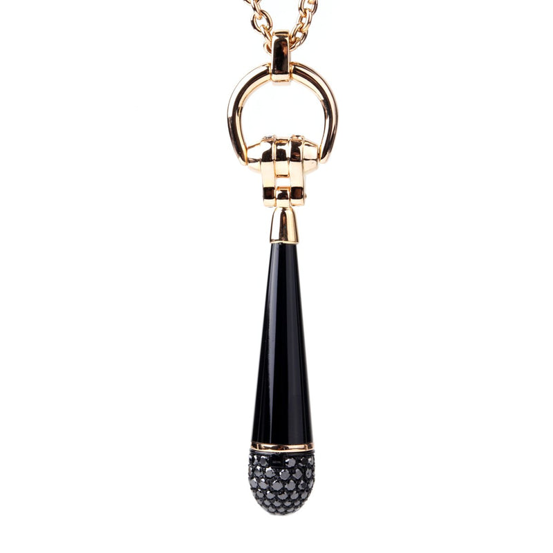 Gucci Horsebit Black Diamond Rose Gold Necklace 0000662