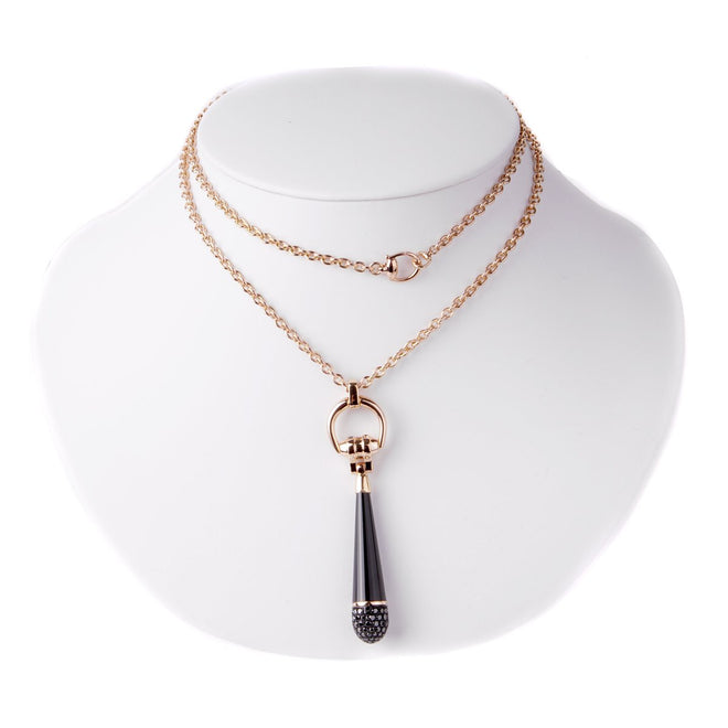 Gucci Horsebit Black Diamond Rose Gold Necklace 0000662