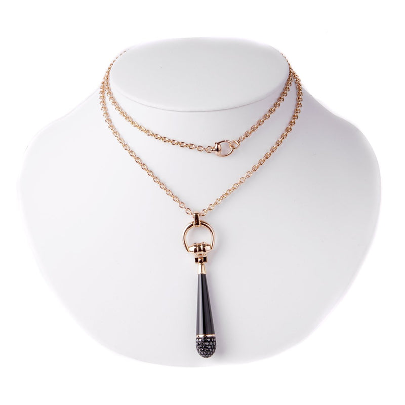 Gucci Horsebit Black Diamond Rose Gold Necklace 0000662