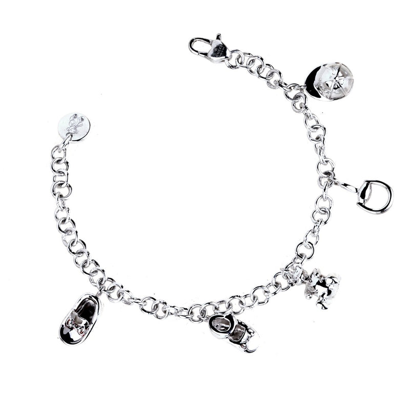 GUCCI Sterling Silver Link Round Charm Bracelet 1355906 | FASHIONPHILE