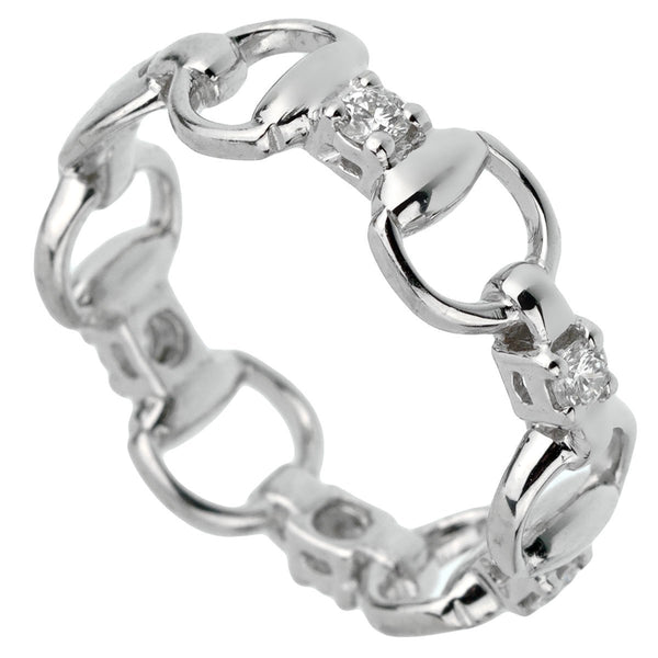 Gucci Horsebit Diamond White Gold Ring 0002052