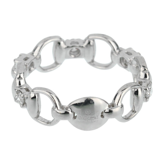 Gucci Horsebit Diamond White Gold Ring 0002052