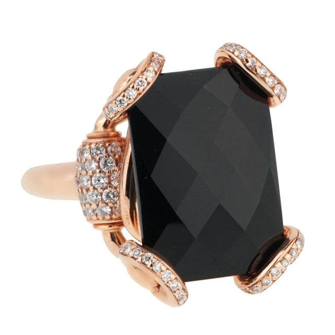 Gucci Horsebit Onyx Diamond Rose Gold Ring 0001033