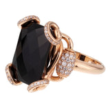 Gucci Horsebit Onyx Diamond Rose Gold Ring 0001033
