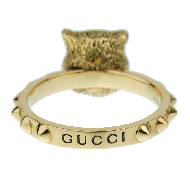 Gucci Le Marche Des Marveilles Diamond Yellow Gold Cat Ring Sz 6 1/4 0003366
