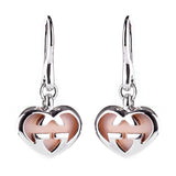 Gucci Pink Opal Double G Silver Heart Earrings 0000812