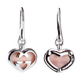 Gucci Pink Opal Double G Silver Heart Earrings 0000812