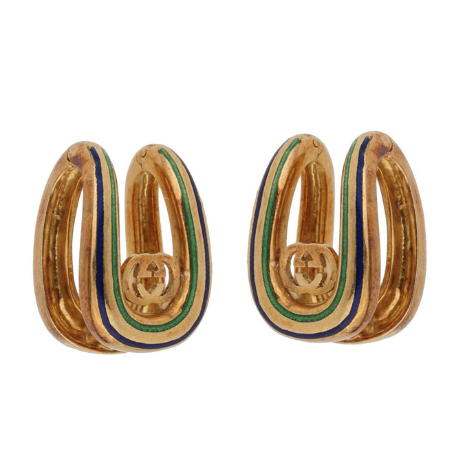 Gucci Vintage Enamel 18k Yellow Gold Cufflinks 0001050