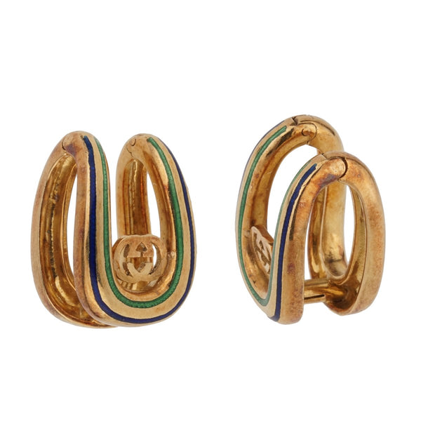 Gucci Vintage Enamel 18k Yellow Gold Cufflinks 0001050