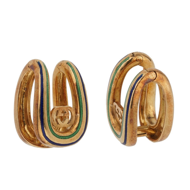 Gucci Vintage Enamel 18k Yellow Gold Cufflinks 0001050