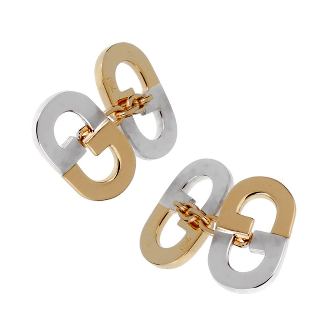Gucci Vintage GG Two Tone Gold Cufflinks 0001299