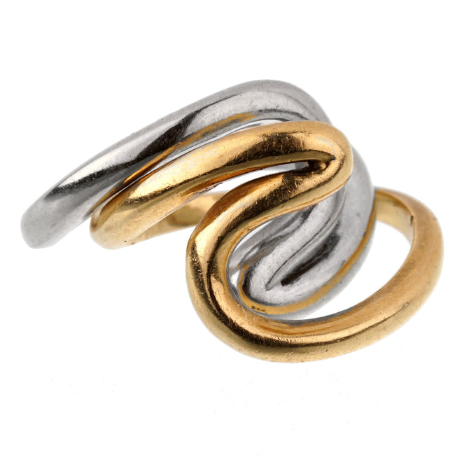 Gucci Vintage Swirl Cocktail Yellow White Gold Rings Guc2550