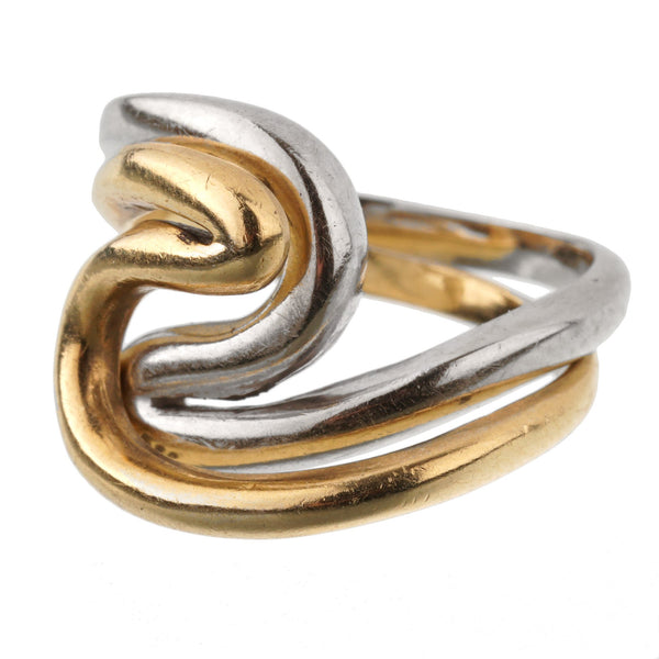 Gucci Vintage Swirl Cocktail Yellow White Gold Rings Guc2550