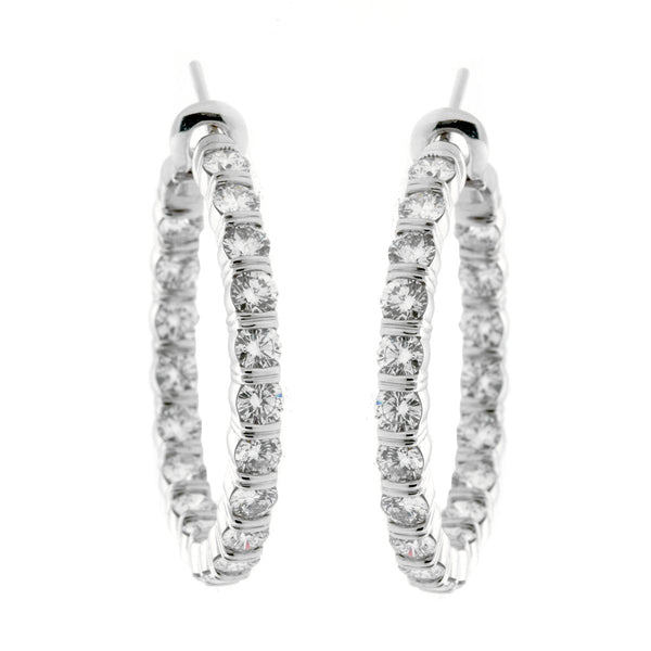 Harry Winston 5.46 Ct Diamond Platinum Hoop Earrings 0000650
