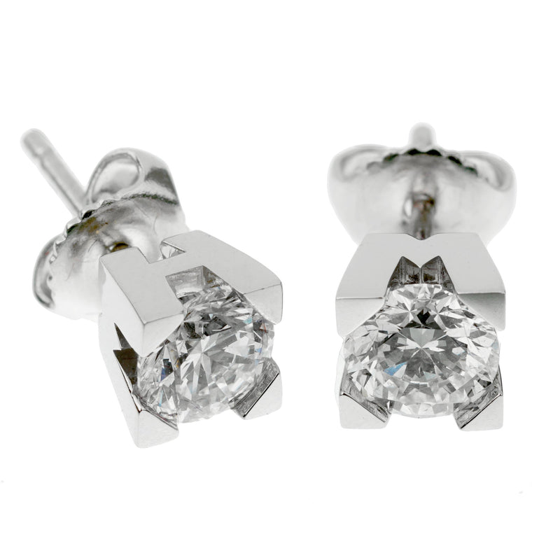 Mid-Century Diamond Flower Earrings in Platinum #509200 – Beladora