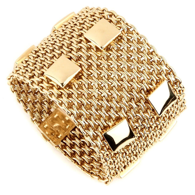 Hermes Collier De Chein Mesh Gold Bracelet 0000936