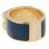 Hermes Collier De Chien Gold Blue Enamel Ring 0001792