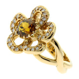 Hermes Diamond Citrine Flower Gold Ring 0000271