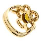 Hermes Diamond Citrine Flower Gold Ring 0000271