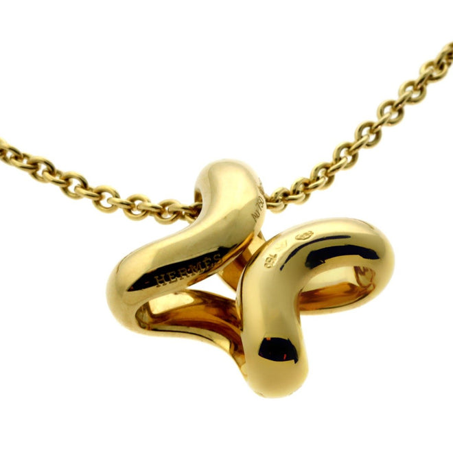 Hermes Diamond H Gold Necklace 0000268