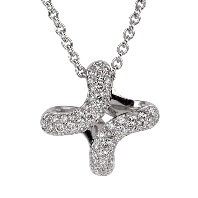 Hermes Diamond H White Gold Pendant Necklace 0001043