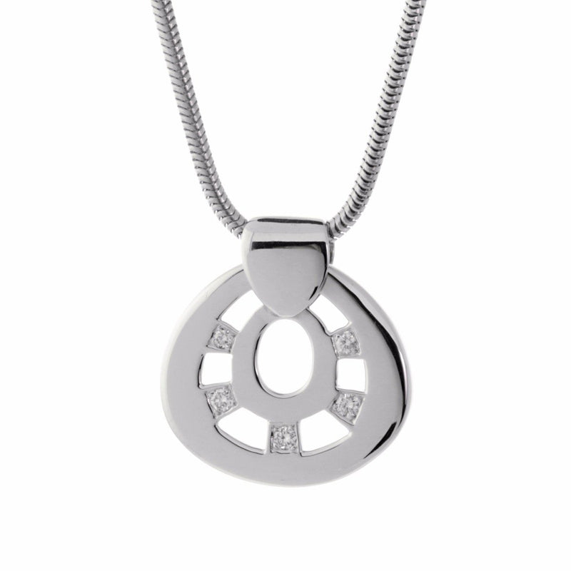 14K White Gold Diamond Tab Pendant with Chain - Josephs Jewelers