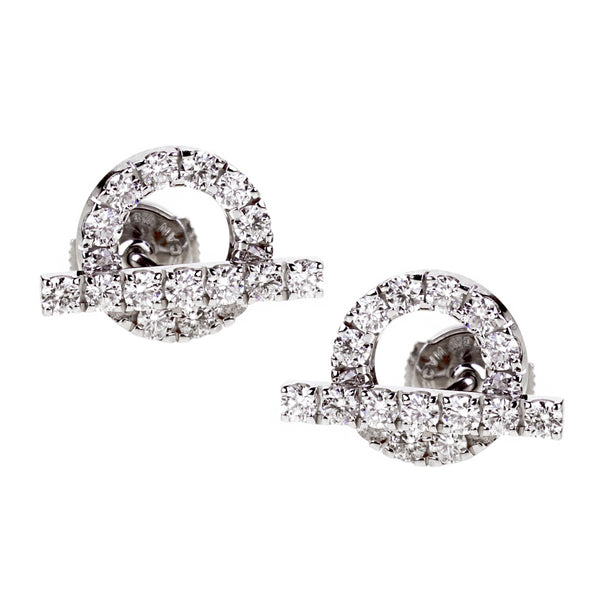 Hermes Diamond Stud 18k White Gold Earrings 0000848
