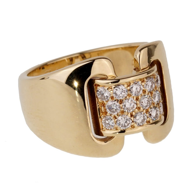 Hermes Diamond Yellow Gold Cocktail Ring 0001075