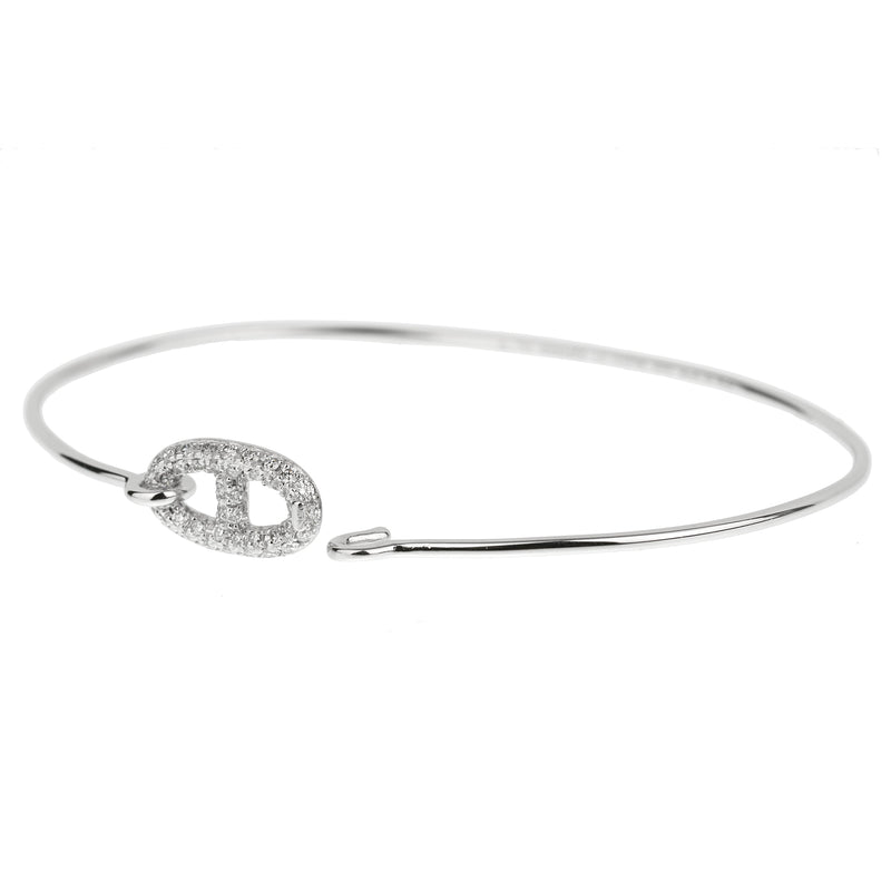 Hermes Farandole White Gold Diamond Large Bangle Bracelet 0003377