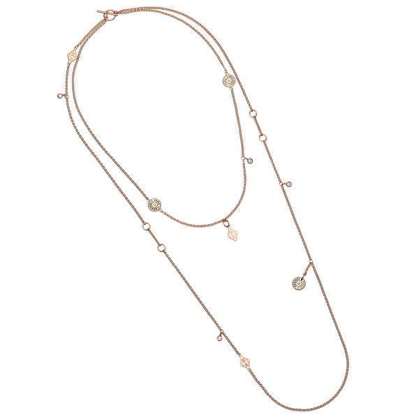 Hermes Gambade Long Rose Gold Diamond Necklace