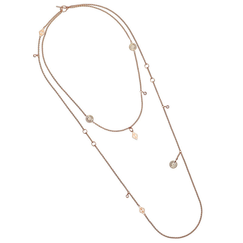 Hermes Gambade Long Rose Gold Diamond Necklace