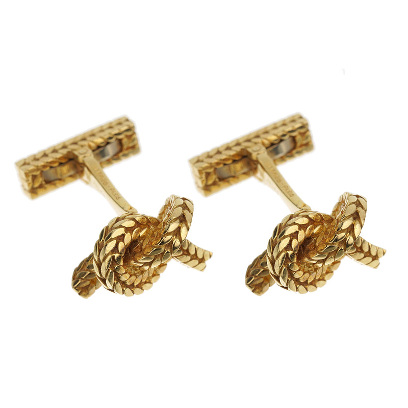 Hermes Georges Lenfant Braided Knot Yellow Gold Cufflinks 0003261