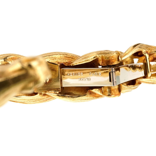 Hermes Horse Head Yellow Gold Bangle Bracelet 0000916