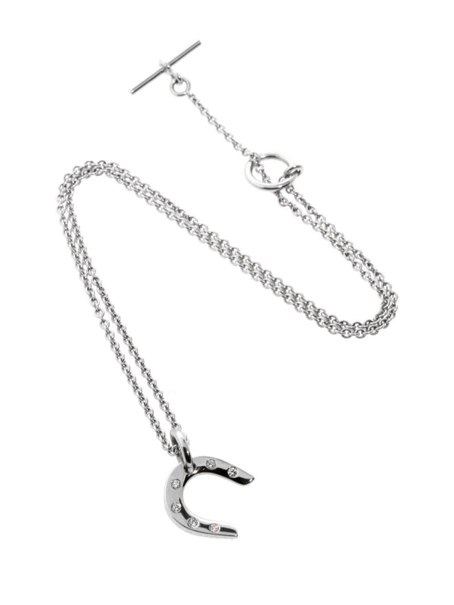 Hermes Horseshoe Diamond Necklace in White Gold HRM7844
