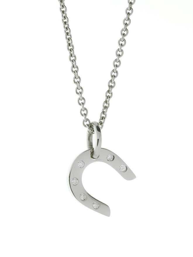Hermes Horseshoe Diamond Necklace in White Gold HRM7844
