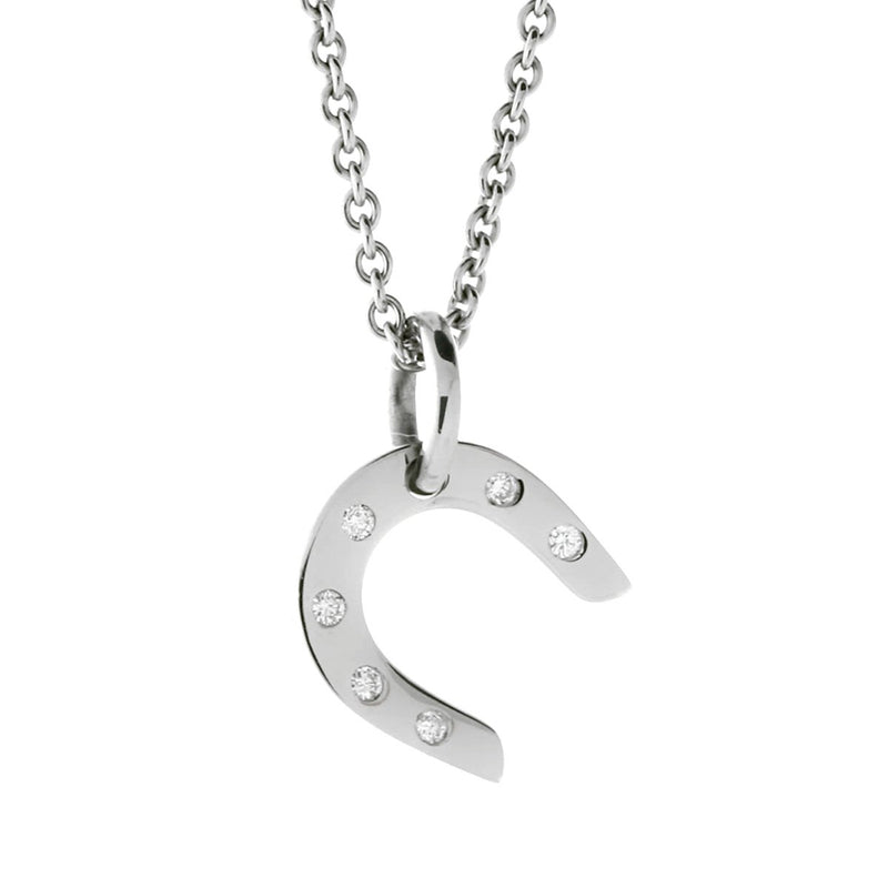 Hermes Horseshoe Diamond White Gold Necklace 0001080