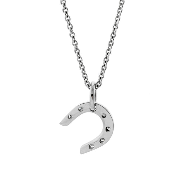 Hermes Horseshoe Diamond White Gold Necklace 0001080