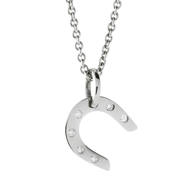 Hermes Horseshoe White Gold Diamond  Necklace 0001265
