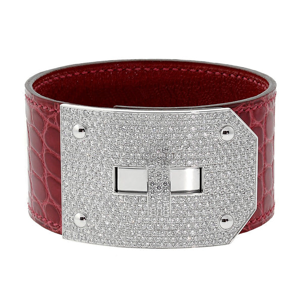 Hermes Kelly Diamond Alligator Leather Bracelet 0000883