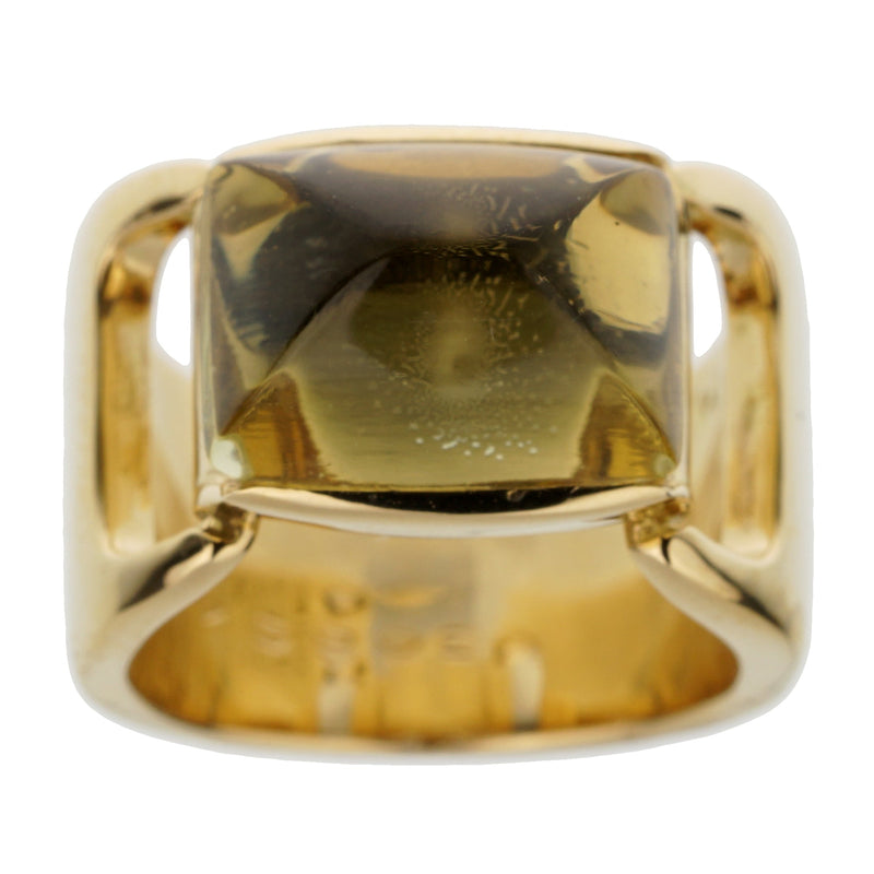 Hermes Lemon Quartz Vintage Cocktail Yellow Gold Ring 0003264