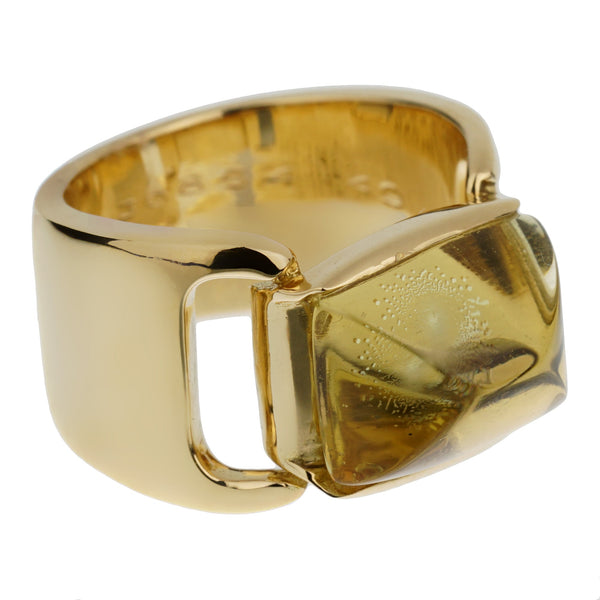 Hermes Lemon Quartz Vintage Cocktail Yellow Gold Ring 0003264